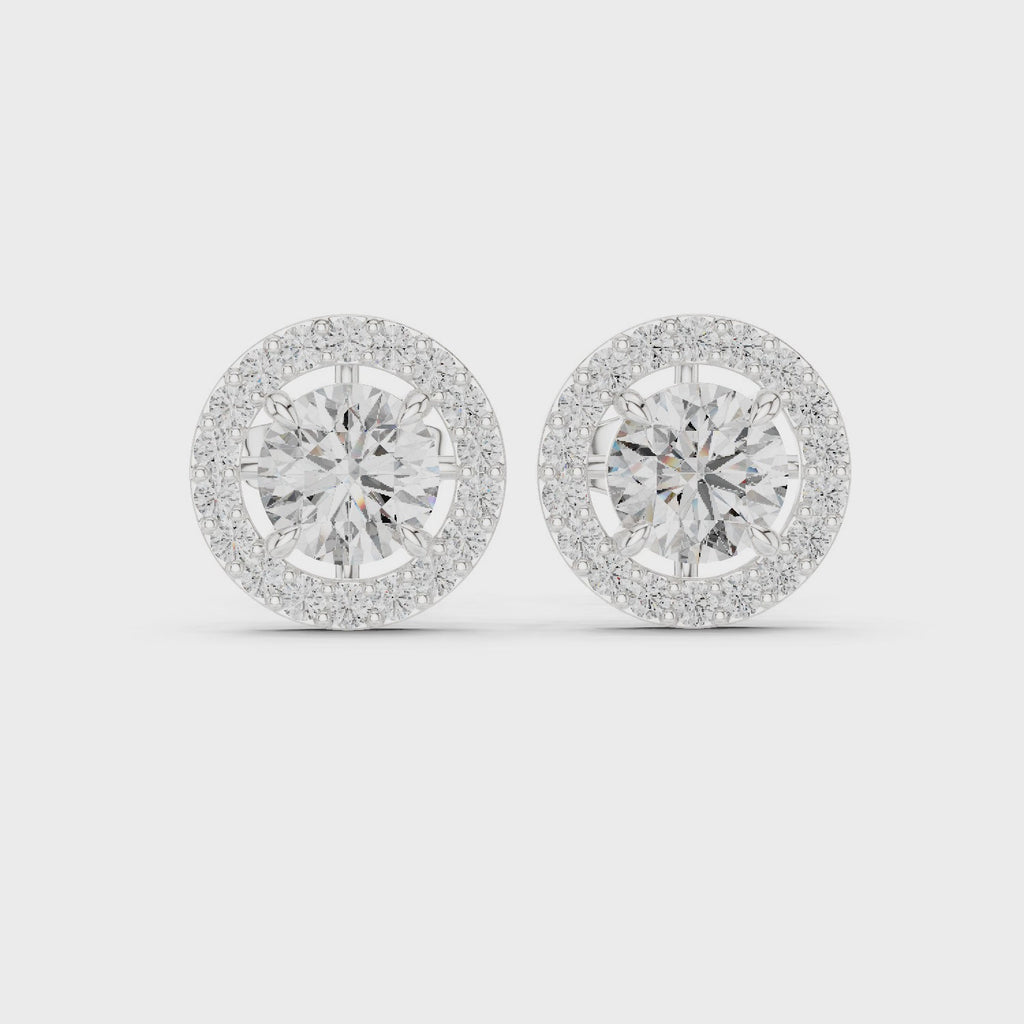 Halo Diamond Stud Earrings