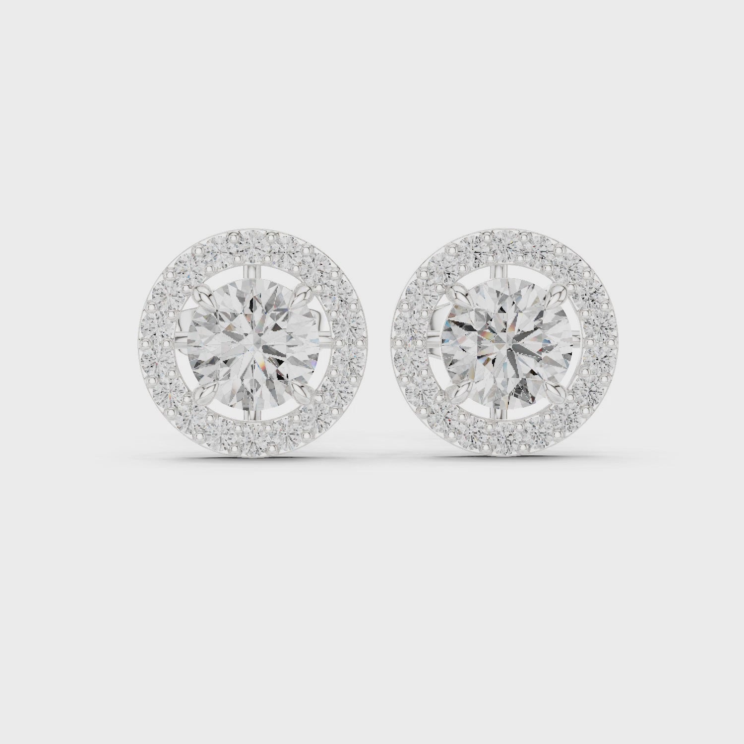 Halo Diamond Stud Earrings