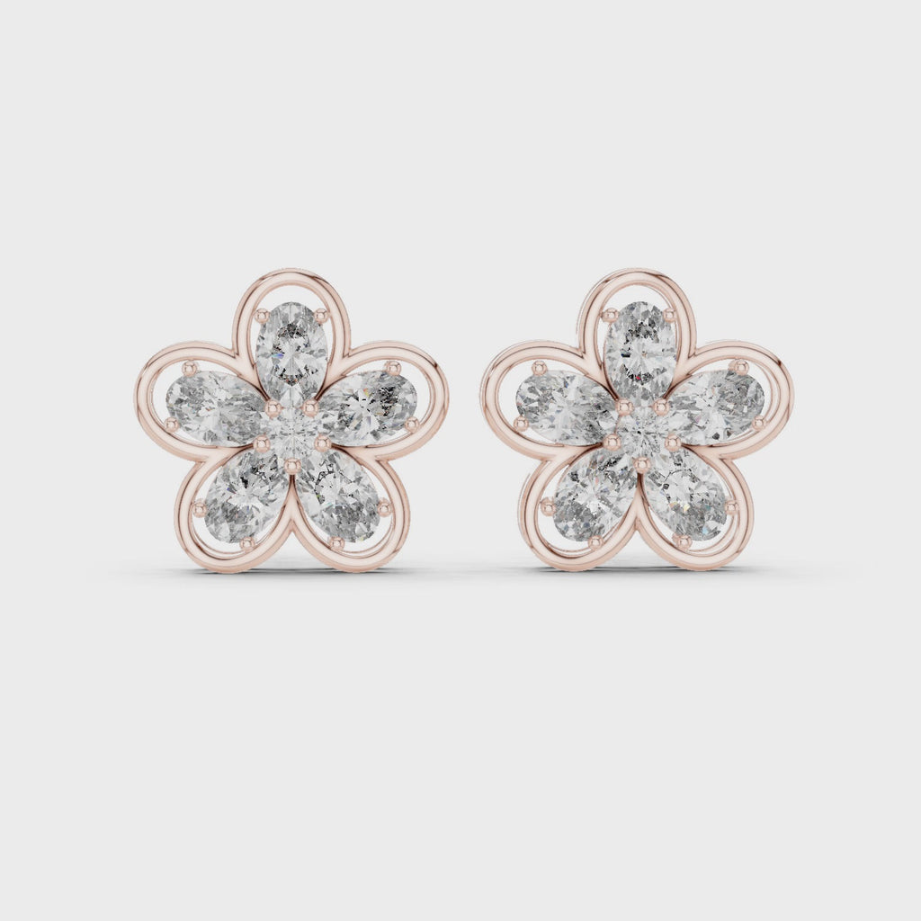 Floral Diamond Stud Earrings