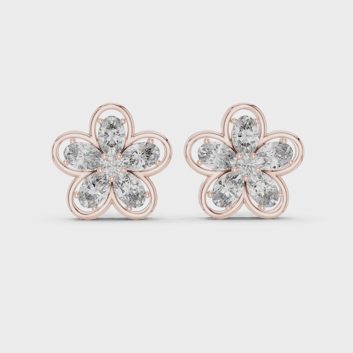 Floral Diamond Stud Earrings