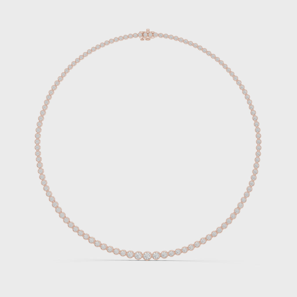 Round Lab Grown Diamond Graduated Tennis Necklace