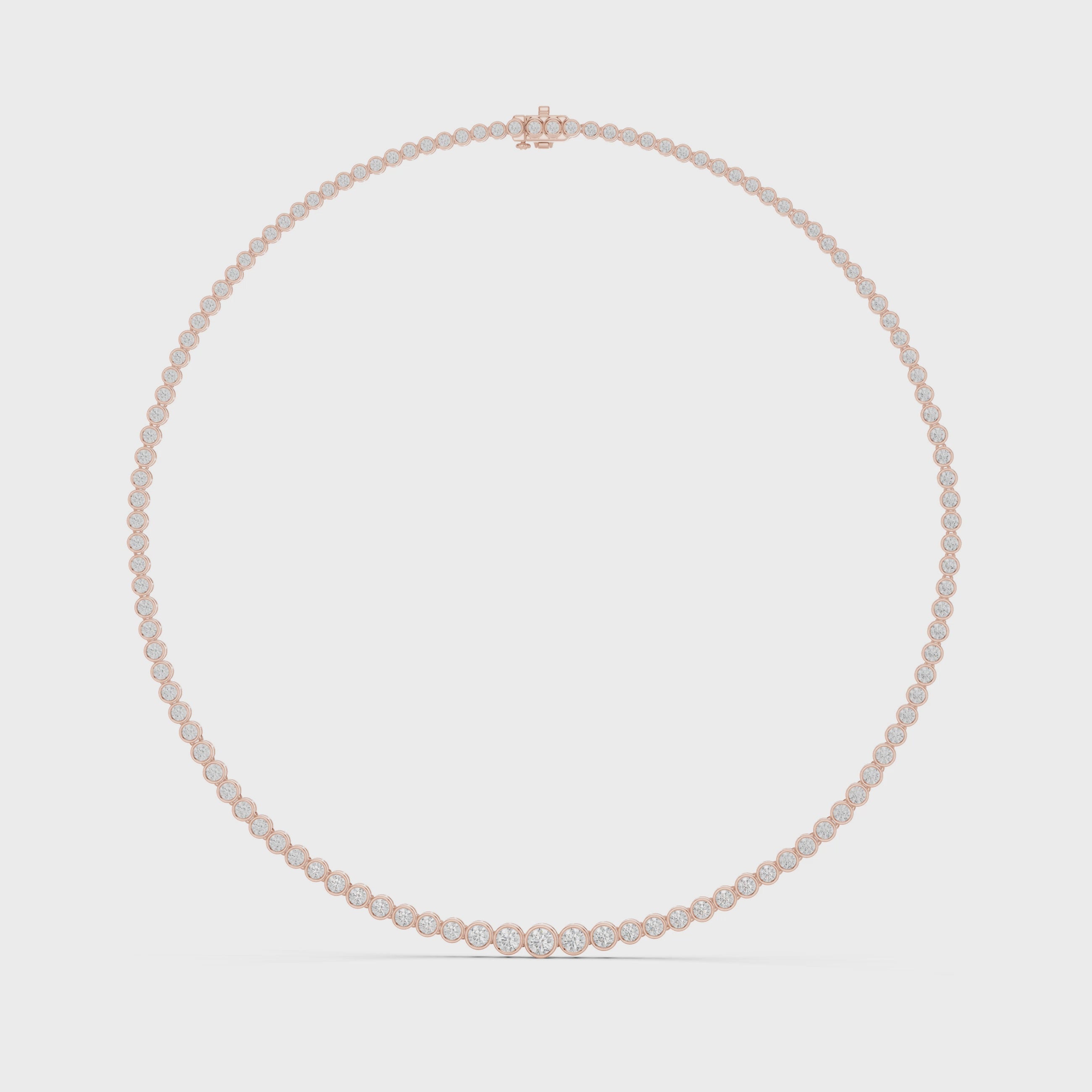 Round Lab Grown Diamond Graduated Tennis Necklace