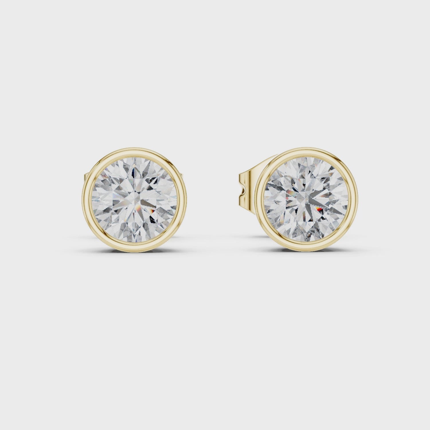 Round Diamond Bezel Stud Earrings