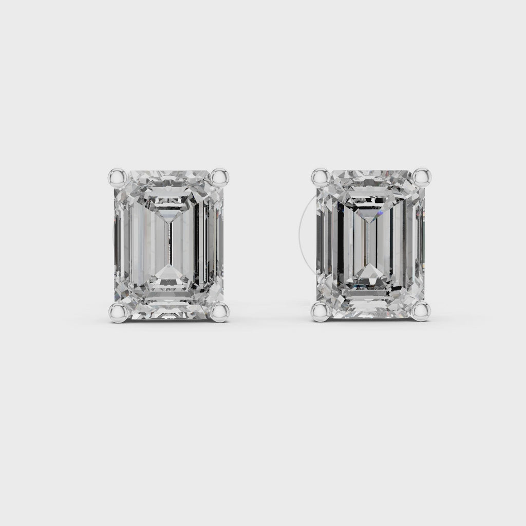 Emerald Cut Diamond Stud Earrings