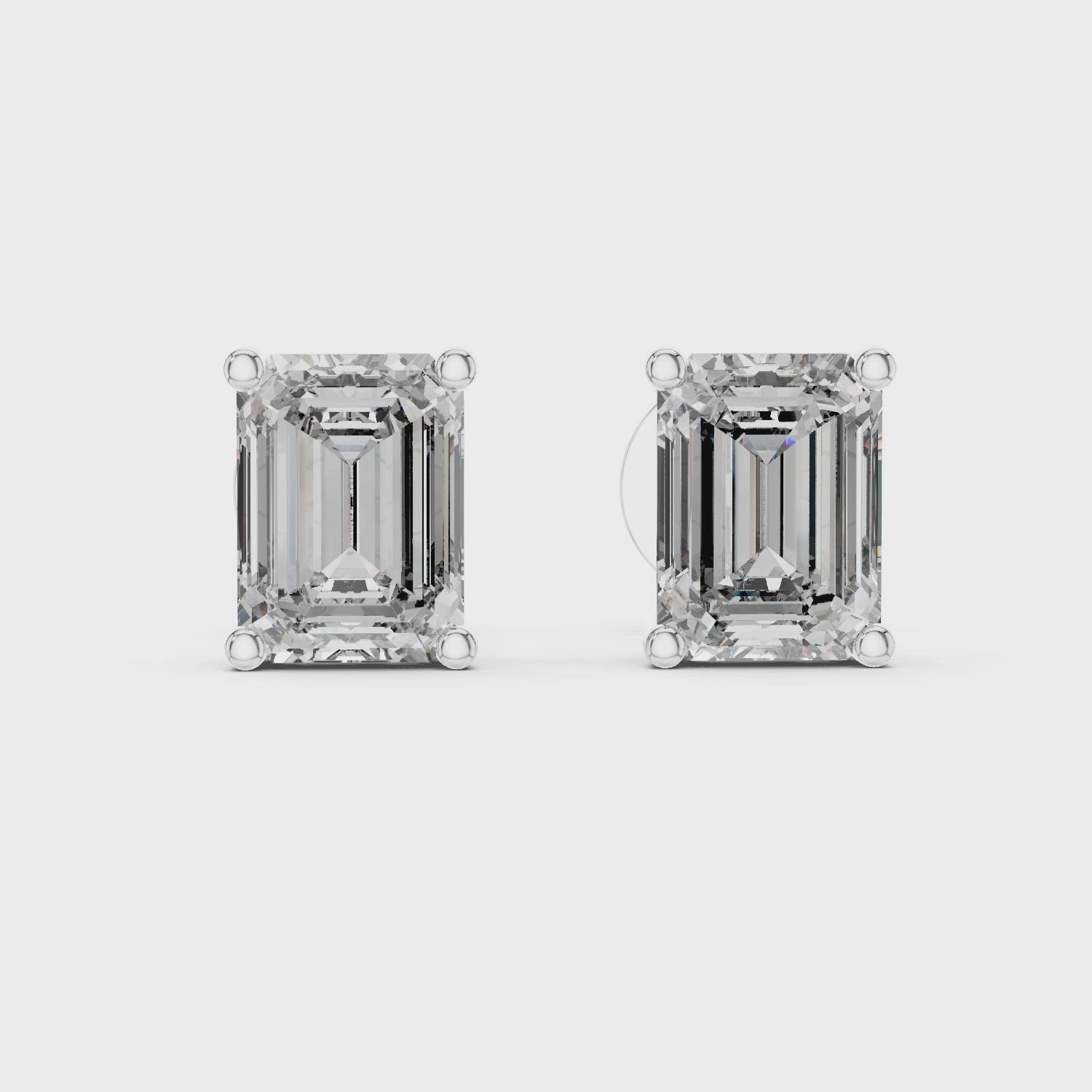 Emerald Cut Diamond Stud Earrings