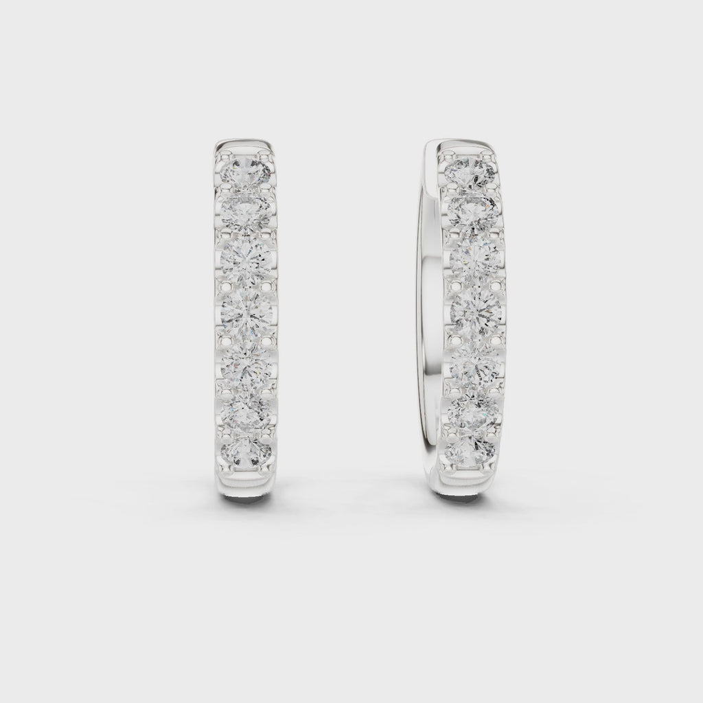 Round Diamond Huggie Hoop Earrings
