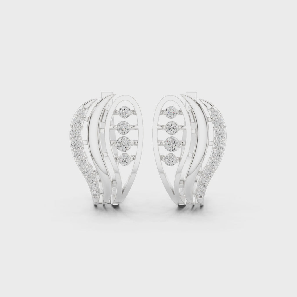 Curved Wave Diamond Earrings