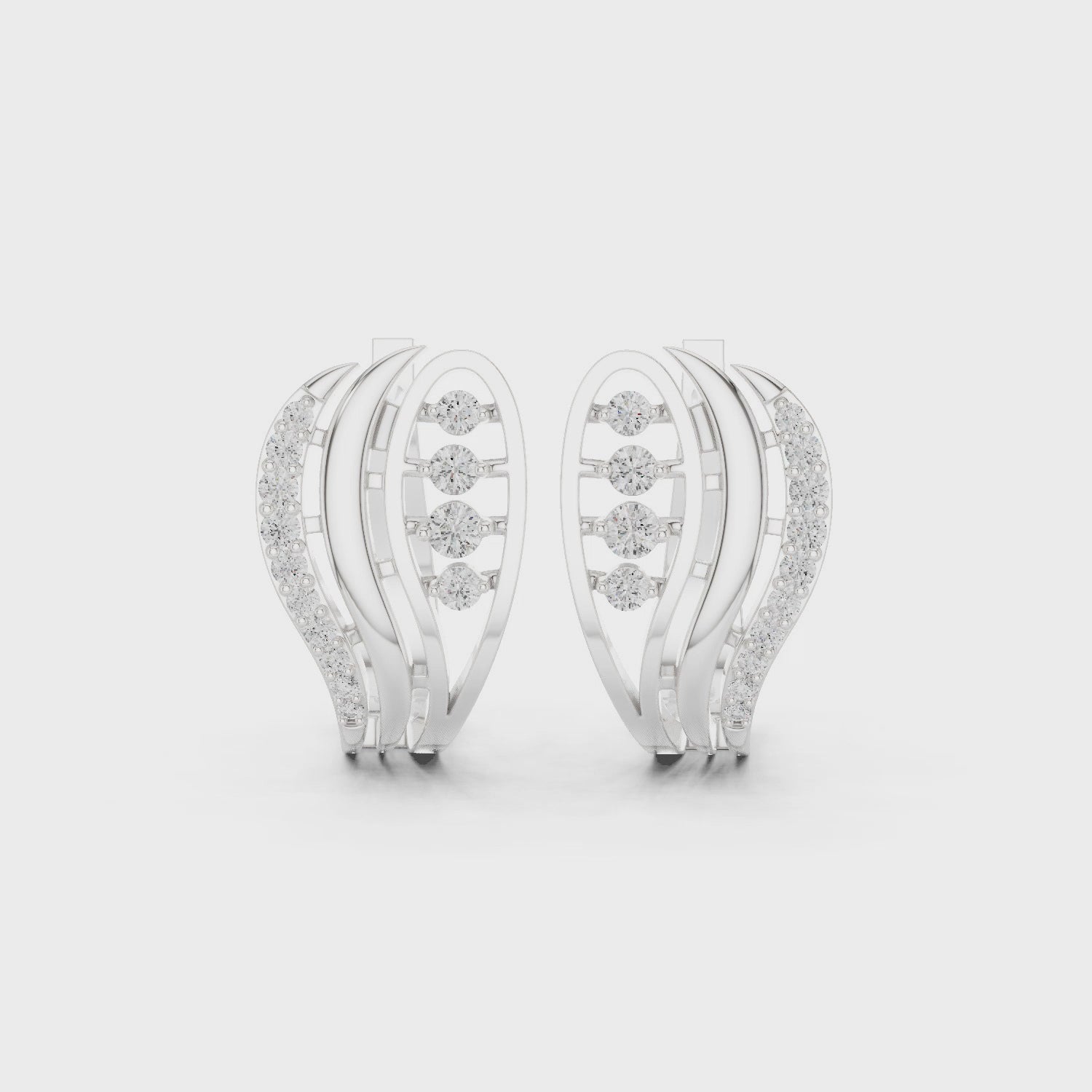 Curved Wave Diamond Earrings
