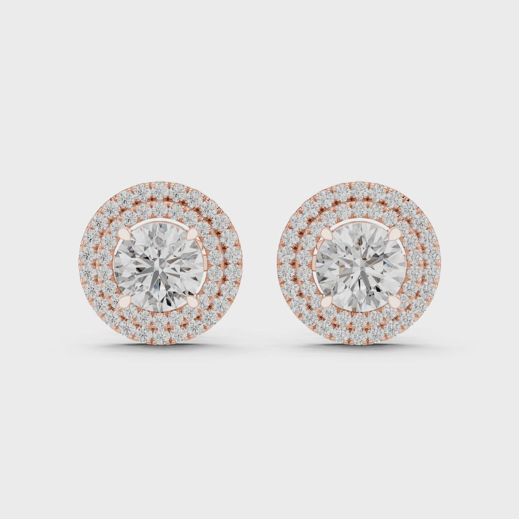 Halo Diamond Stud Earrings