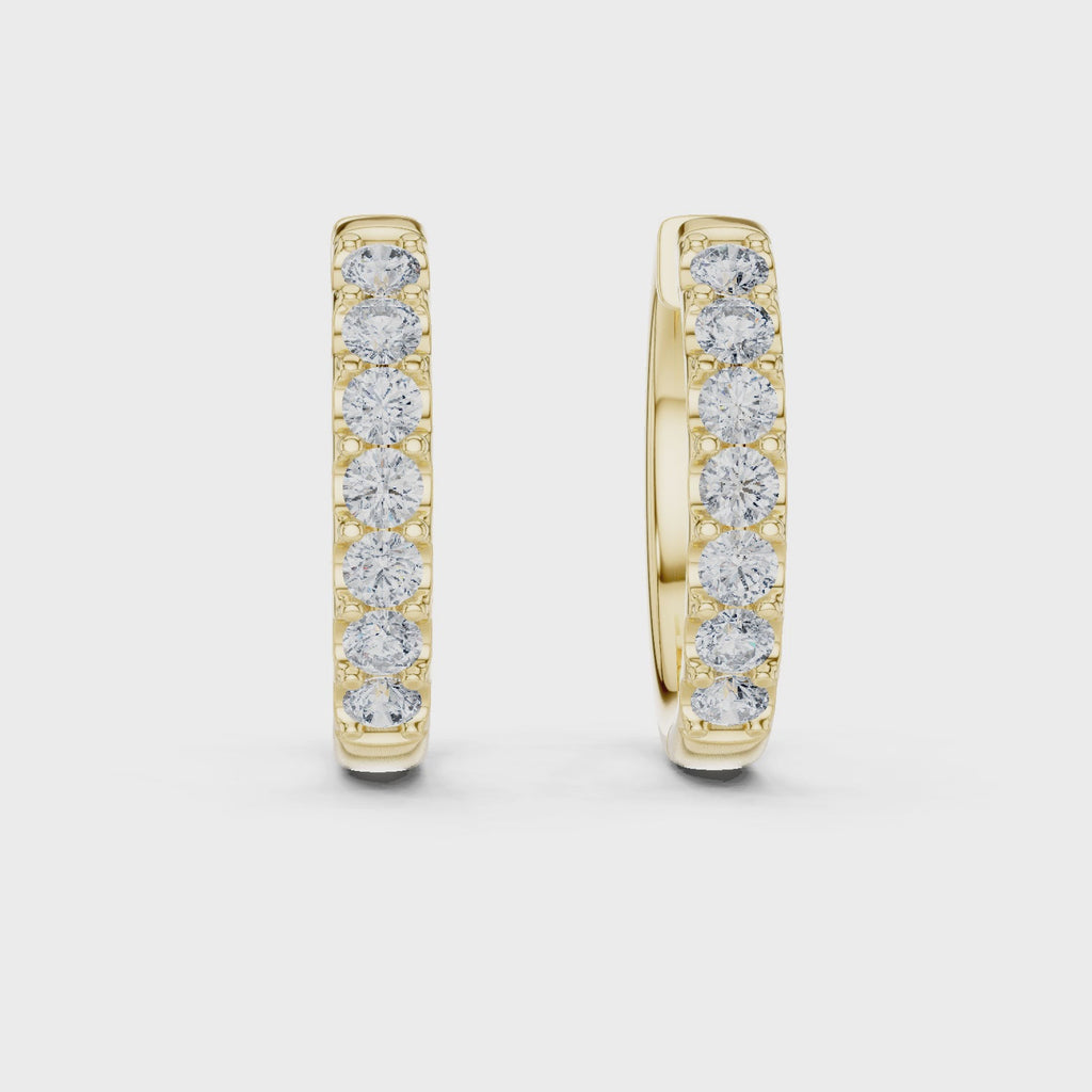Round Diamond Huggie Hoop Earrings