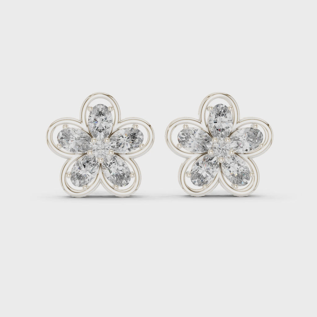 Floral Diamond Stud Earrings
