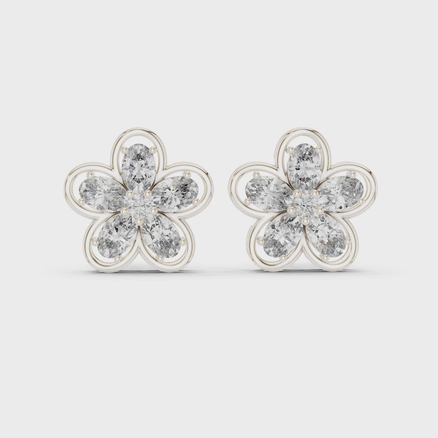 Floral Diamond Stud Earrings