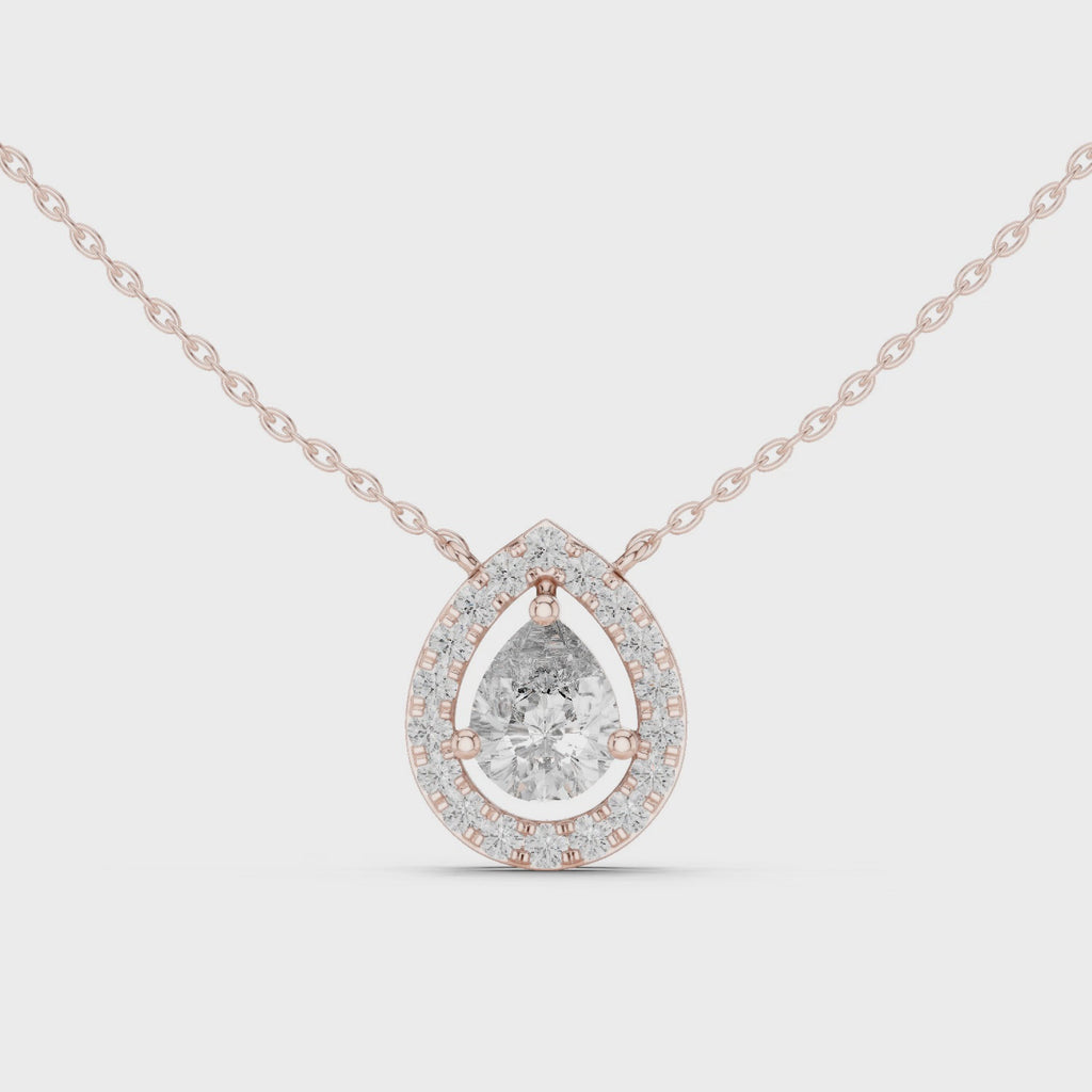 Pear Halo Diamond Pendant Necklace