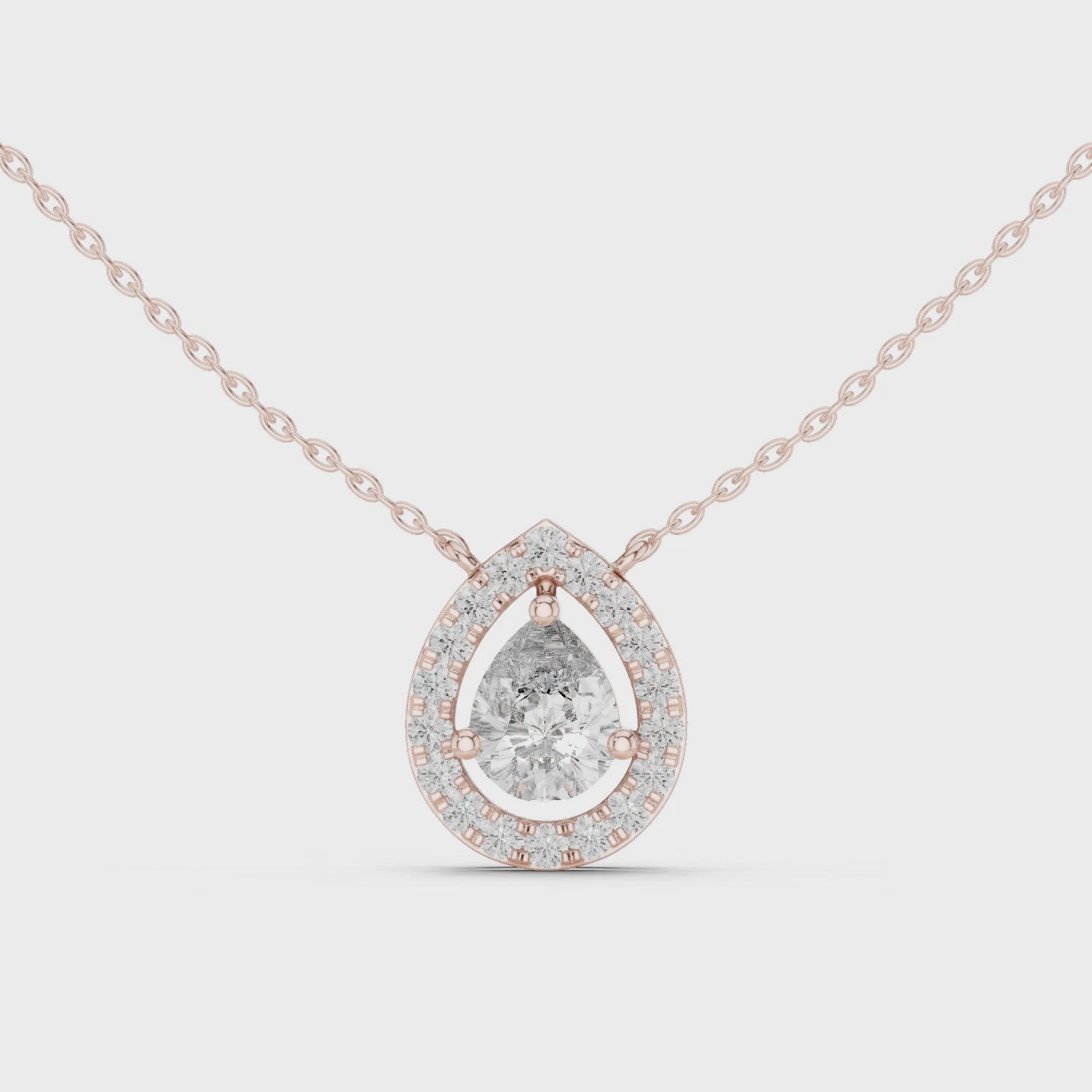 Pear Halo Diamond Pendant Necklace