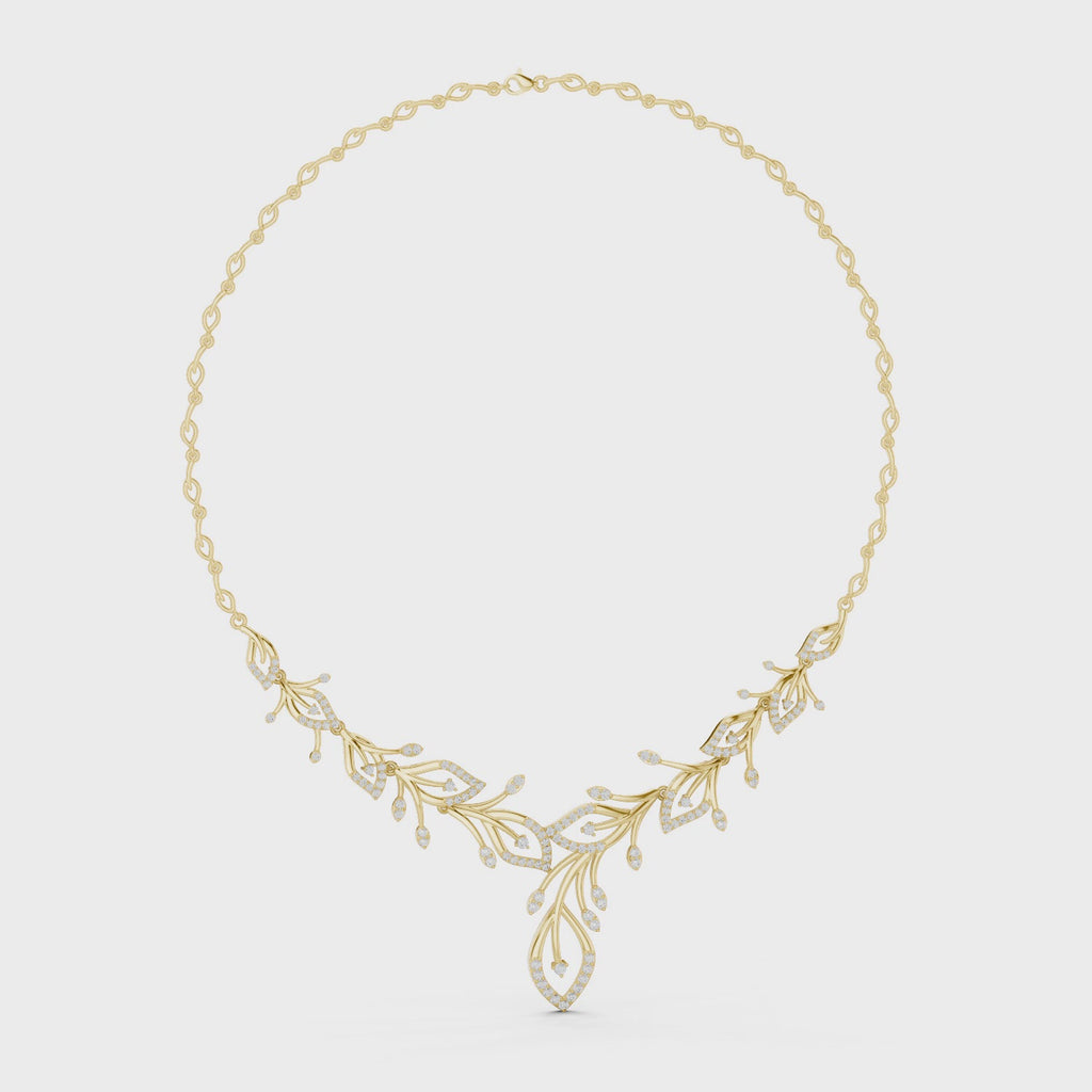 Diamond Leaf Drop Necklace
