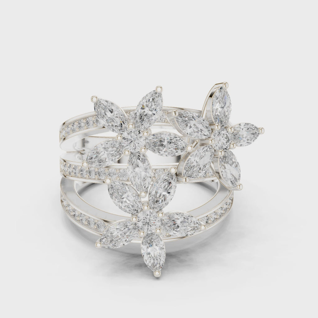 Floral Marquise Diamond Ring