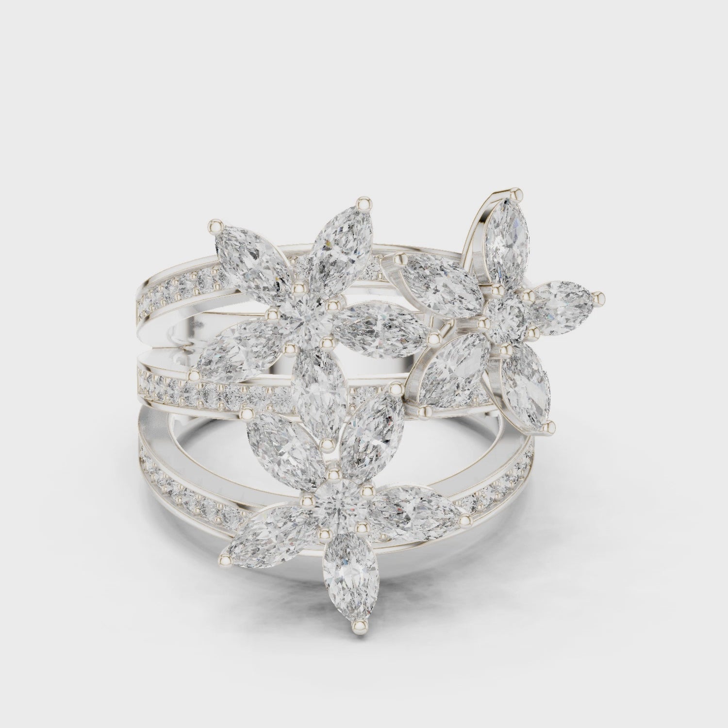 Floral Marquise Diamond Ring