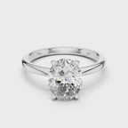 Full rotation view of oval solitaire ring in white gold showcasing elegant design and diamond brilliance