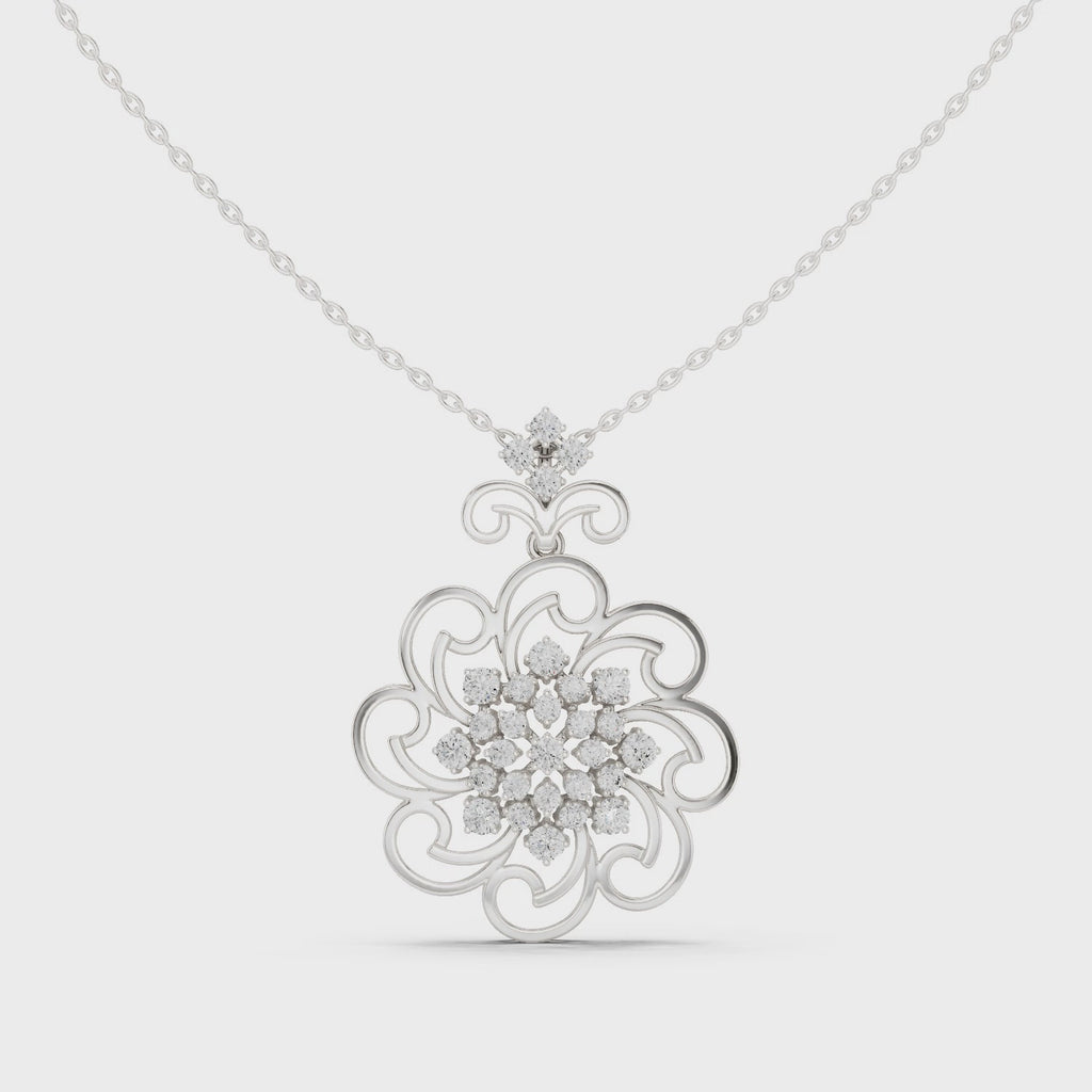 Floral Diamond Pendant Necklace
