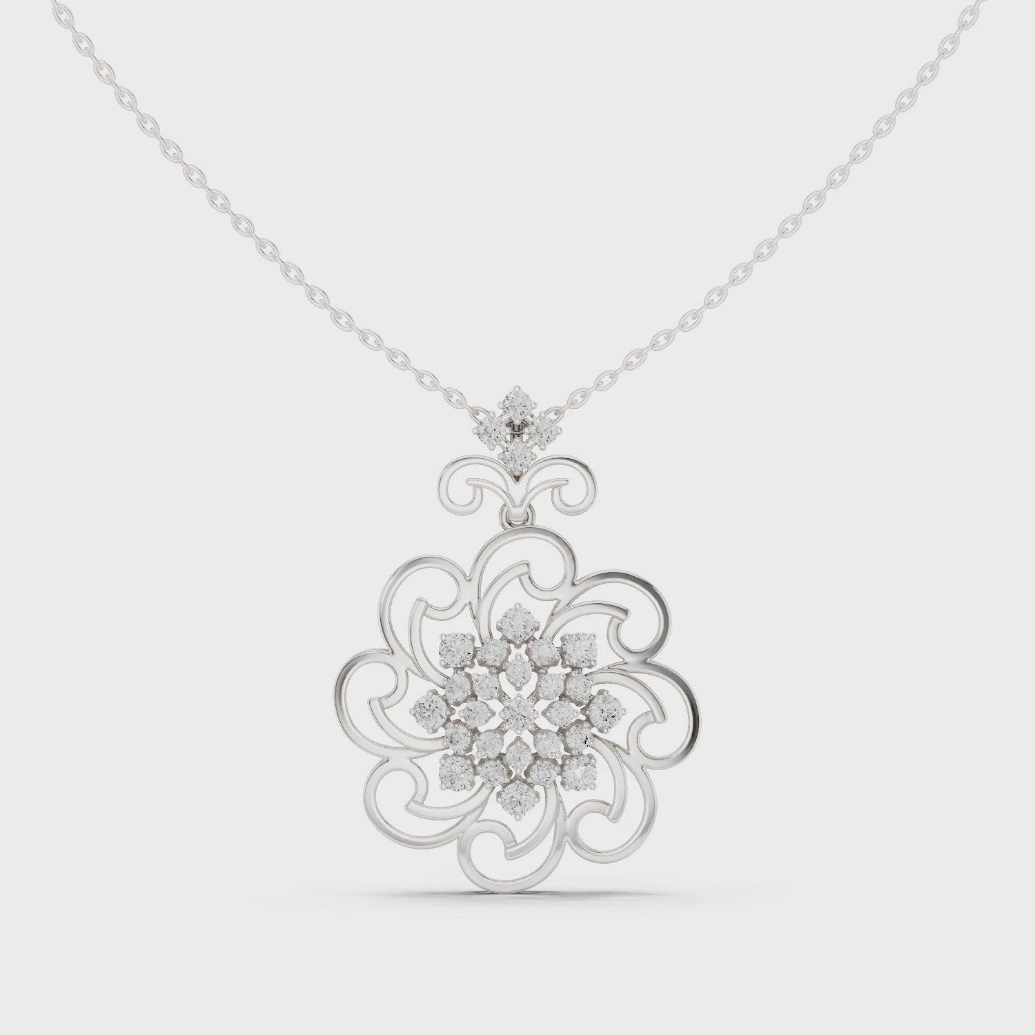 Floral Diamond Pendant Necklace