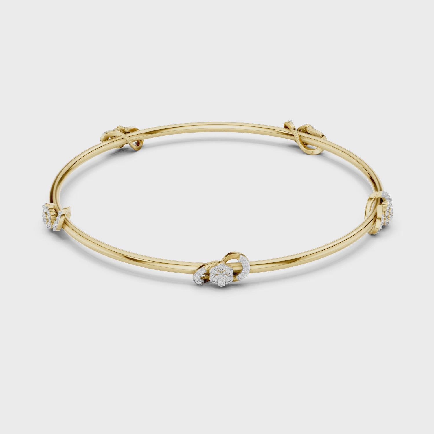 Lab Grown Diamond Station Bangle Bracelet