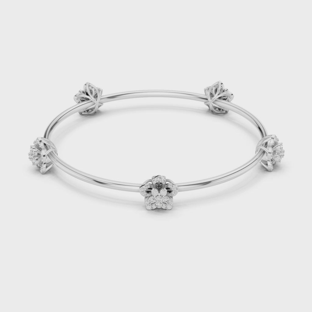 Floral Diamond Bangle Bracelet
