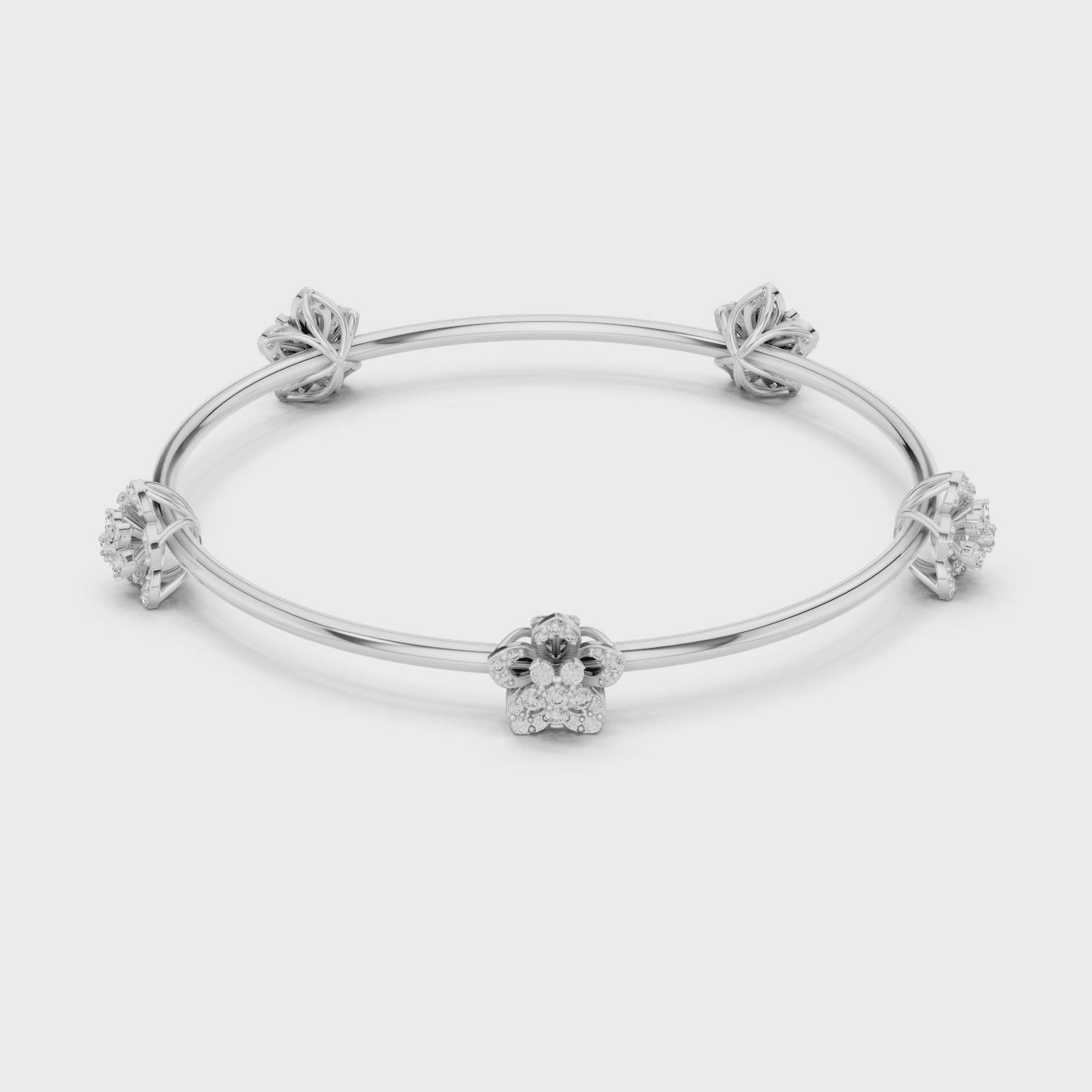 Floral Diamond Bangle Bracelet