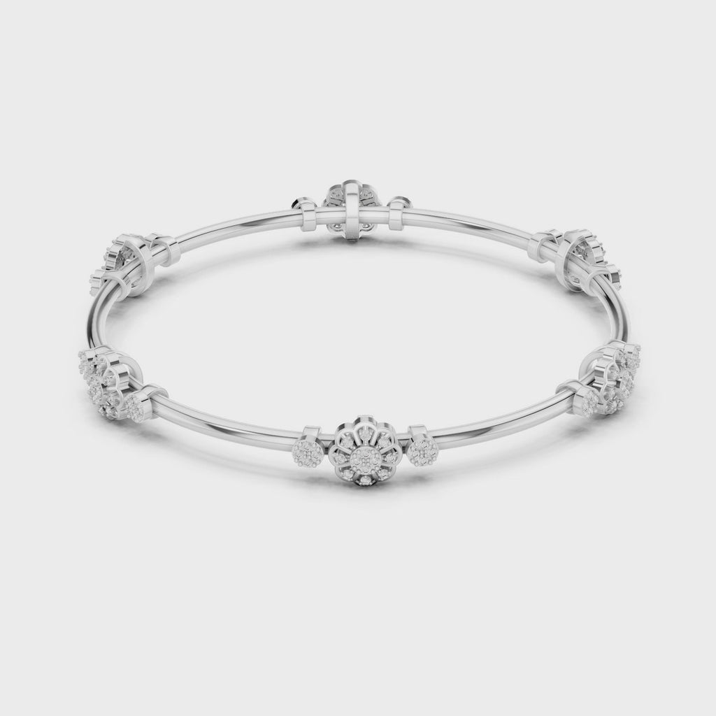 360 view floral diamond bangle white gold fine jewellery