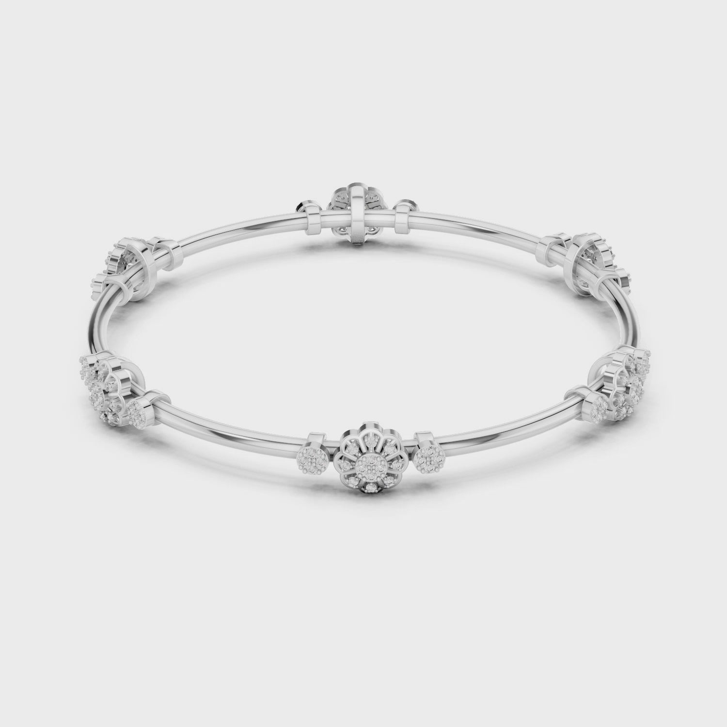 360 view floral diamond bangle white gold fine jewellery
