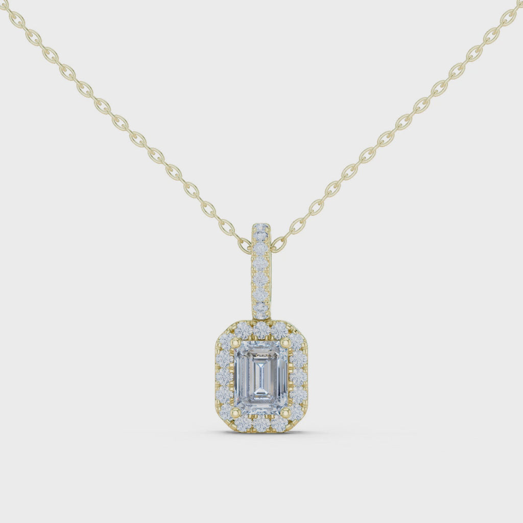 Emerald Halo Diamond Pendant