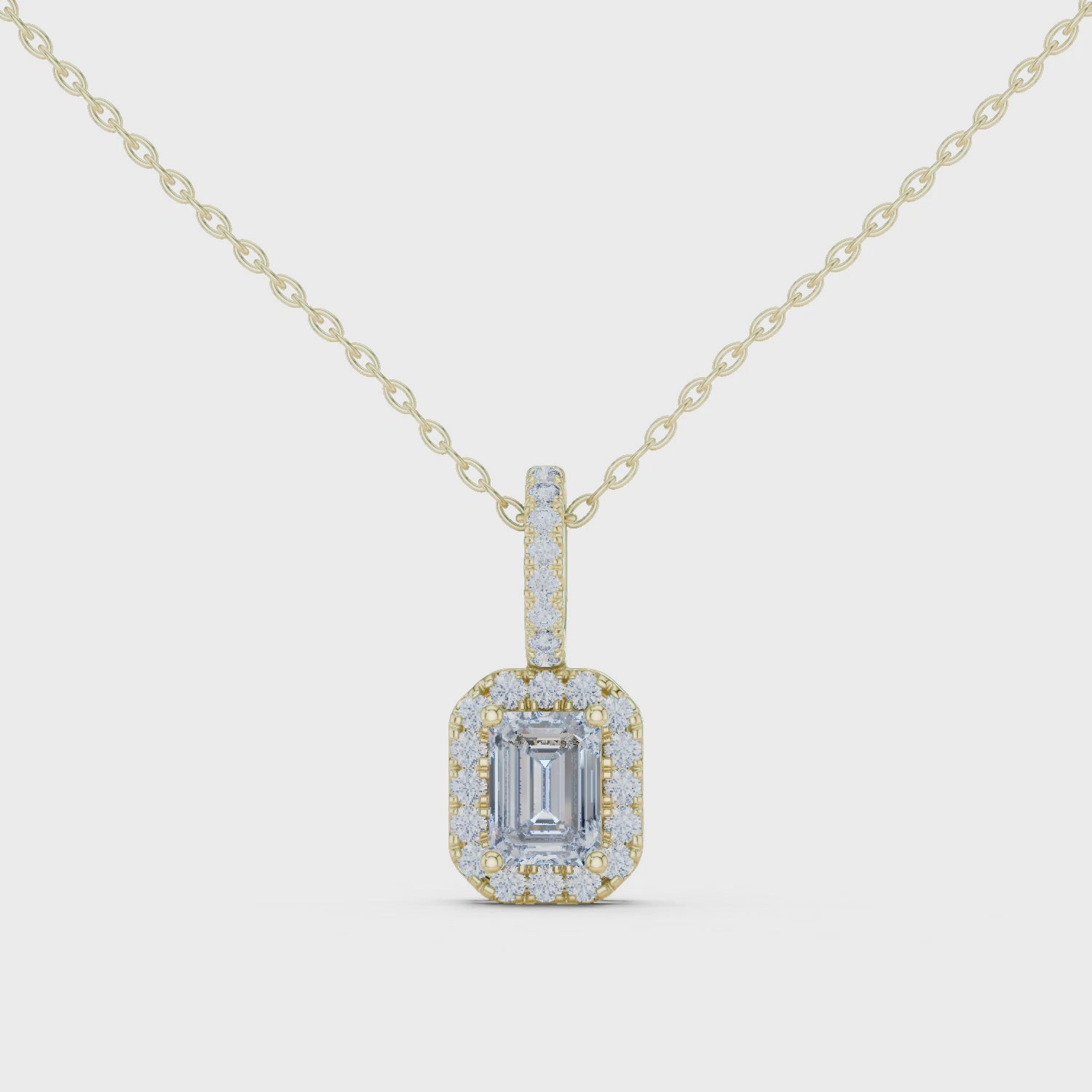 Emerald Halo Diamond Pendant