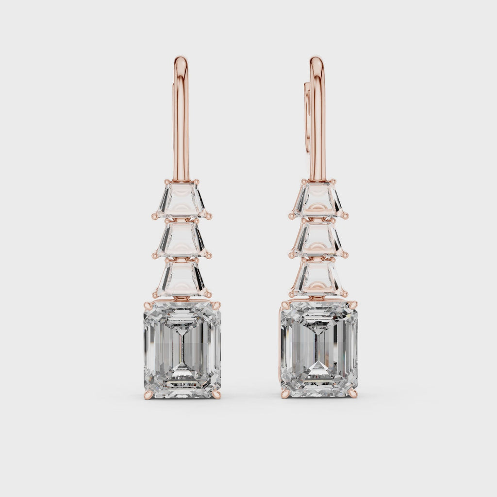 Emerald Cut Diamond Drop Earrings
