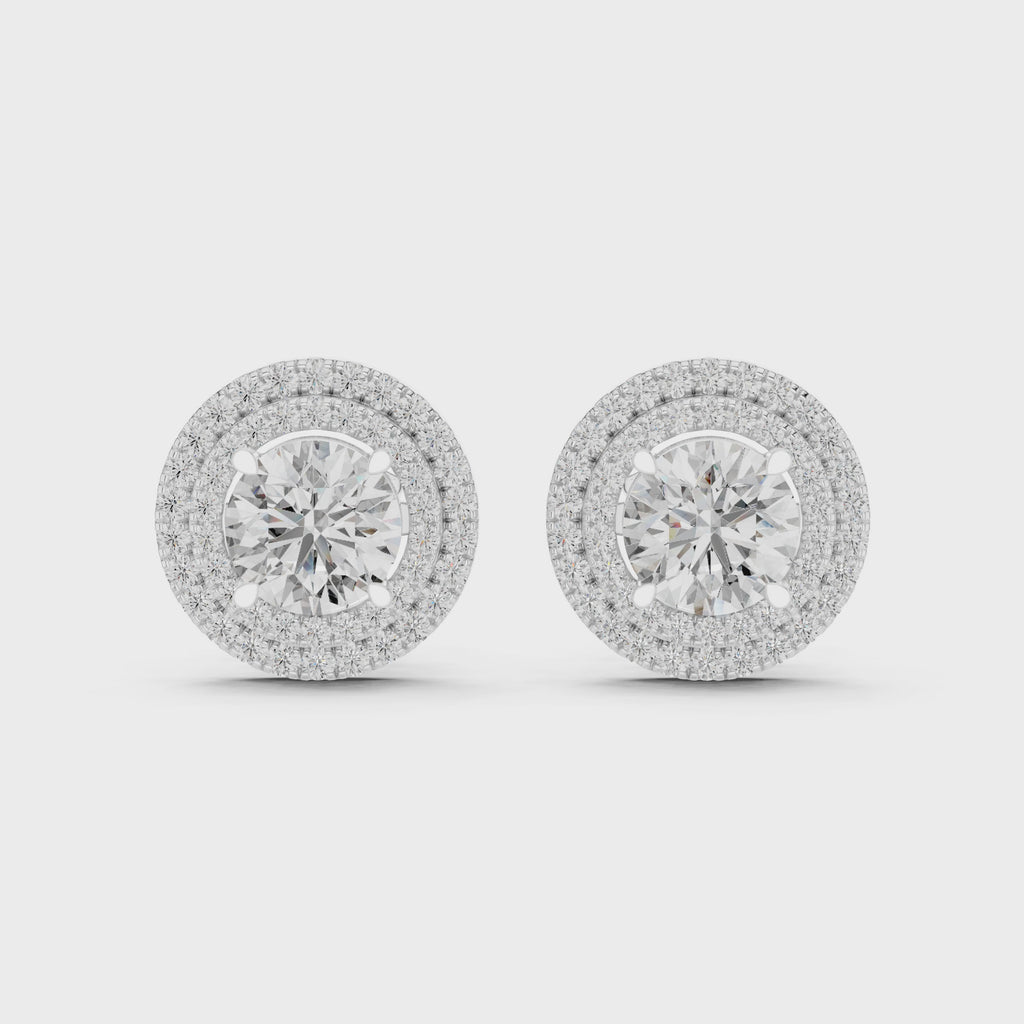 Halo Diamond Stud Earrings
