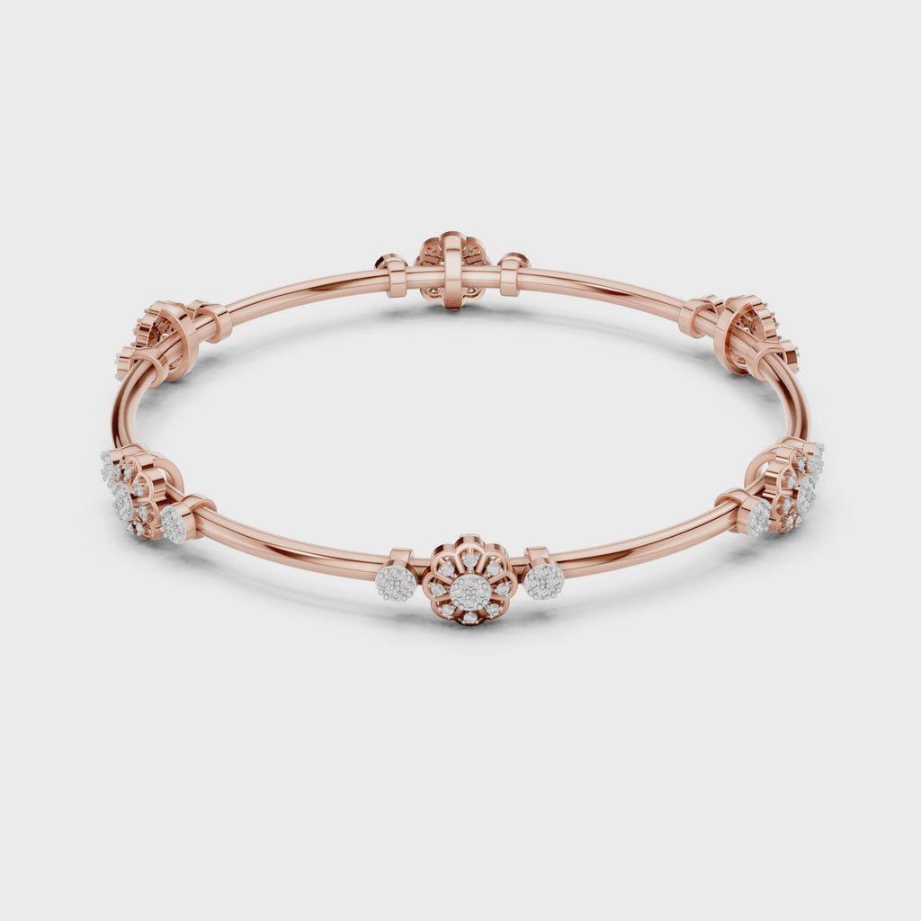 360 view floral diamond bangle rose gold luxury jewellery