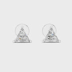 360 degree rotating video of trillion cut diamond stud earrings in white gold