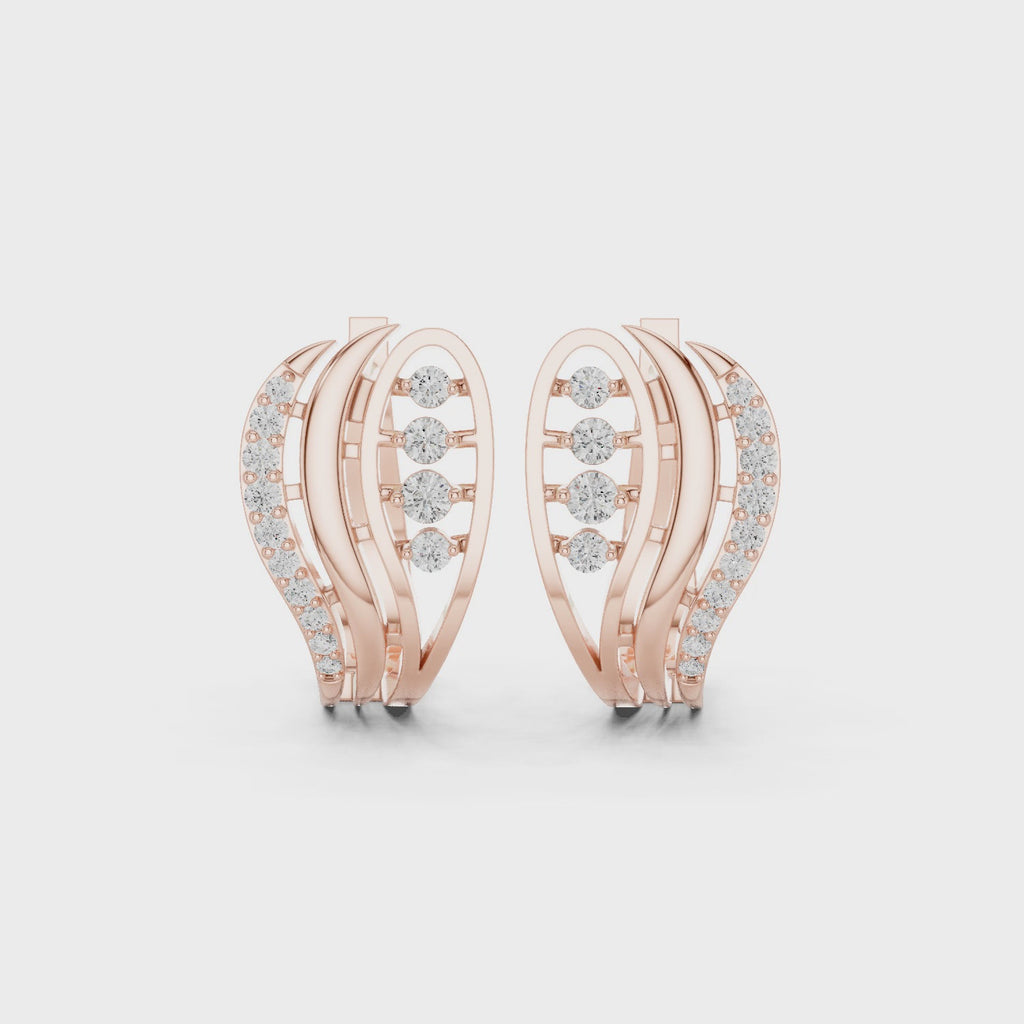 Curved Wave Diamond Earrings
