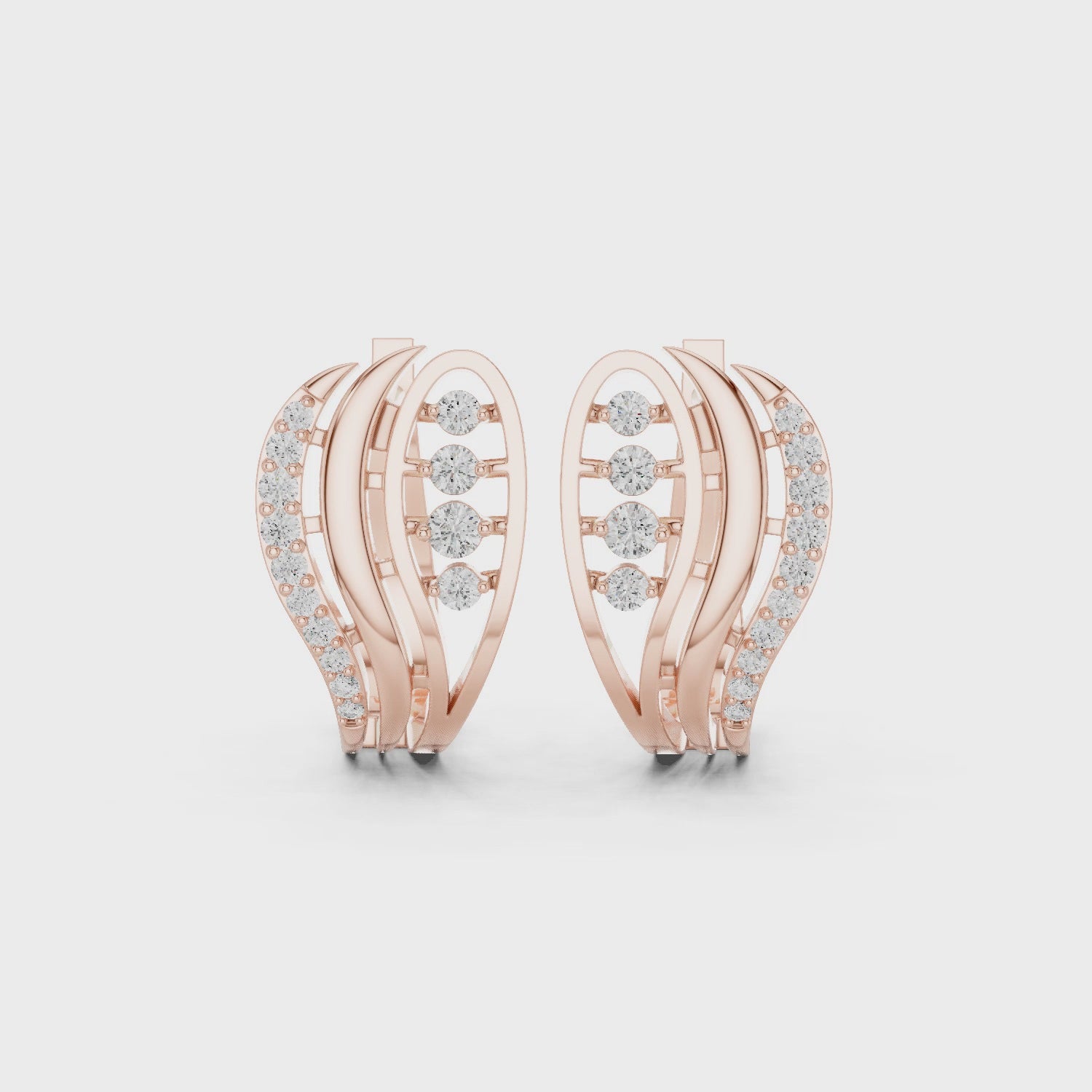 Curved Wave Diamond Earrings