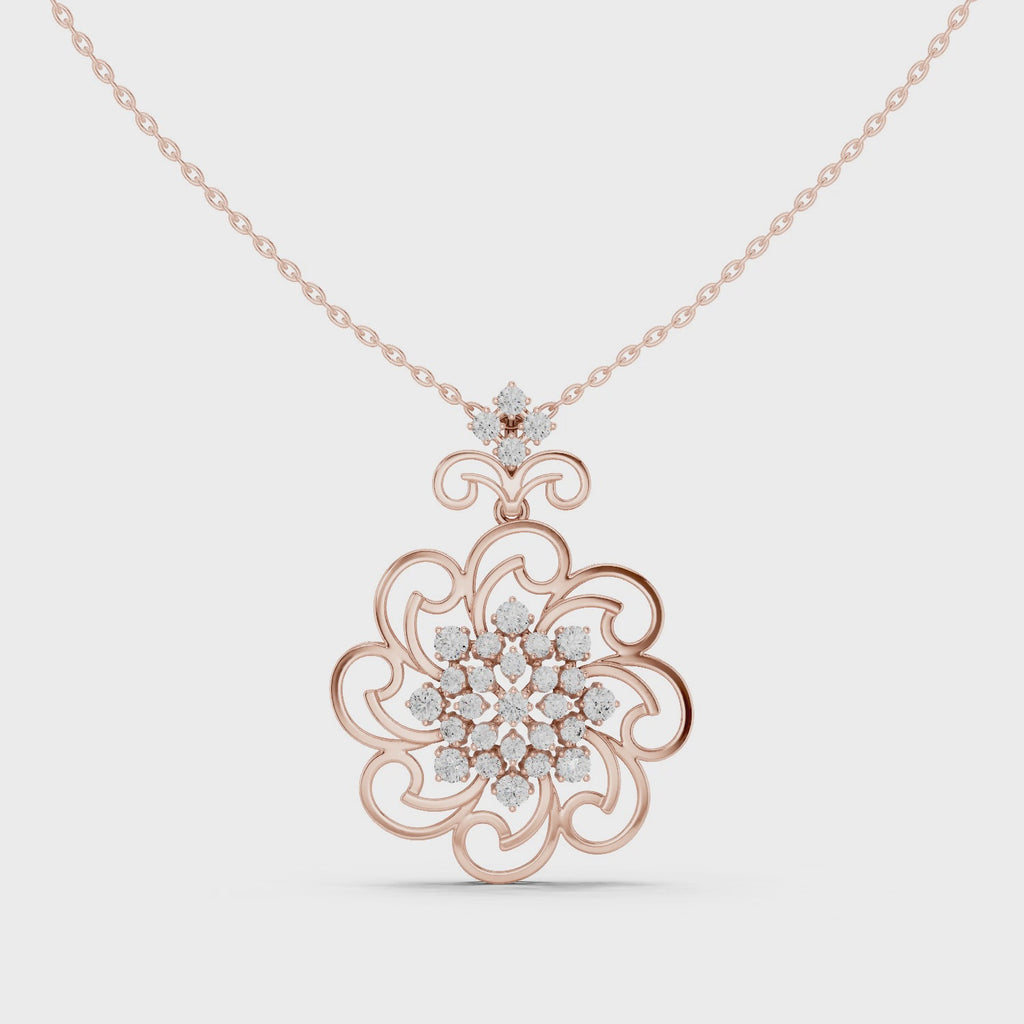 Floral Diamond Pendant Necklace