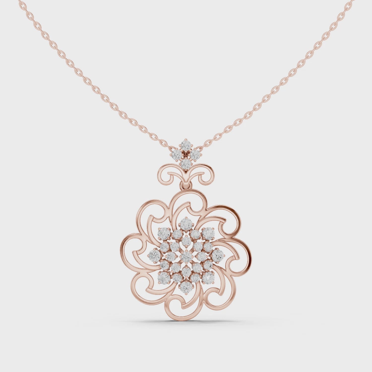 Floral Diamond Pendant Necklace